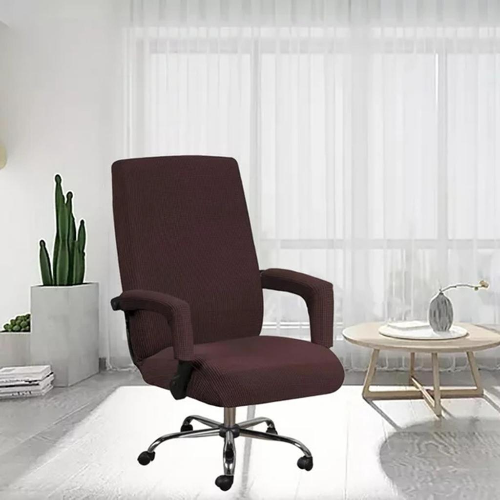 Durable Stretch Office Chair Cover  High Back Computer Chair Slipcovers  For Universal Rotating Chair With Armrest L