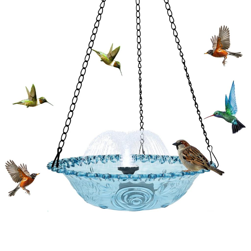 Hanging Bird Bath Fountain USB Powered Bird Water Feeder Outdoors Garden Landscape Decoration Hummingbird Bath Feeder Bowl