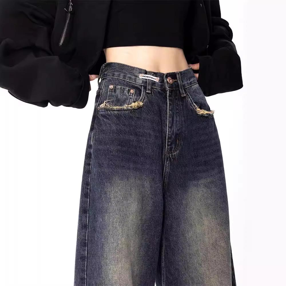 High Waist Straight Jeans Damen Locker Lässig Denim Hose Tägliche Straßenhose