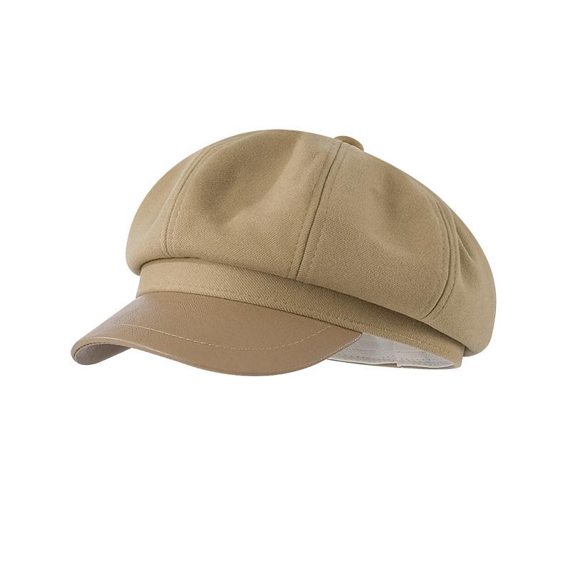 Autumn and winter new metal standard beret children big head circumference show face small reverse wear woolen forward hat painter hat