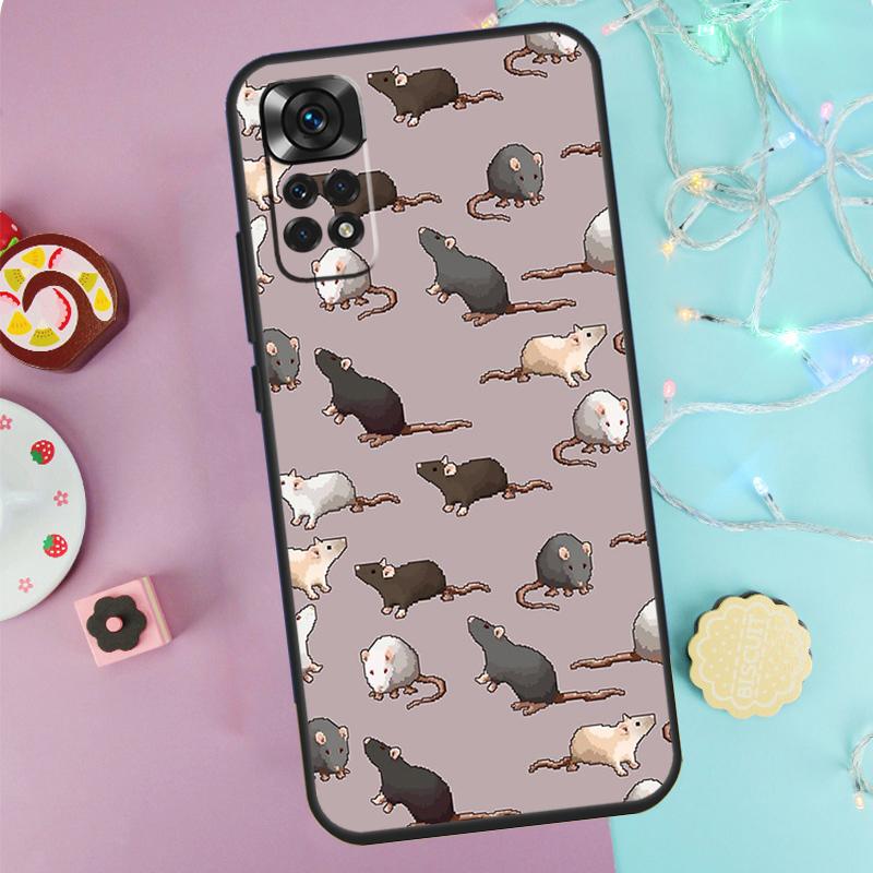 Cute Cartoon Animal Rat Case For Xiaomi Redmi Note 9 10 11 12 13 14 Pro 9S 10S 11S 12S Redmi 14C 10C 12C 13C Cover