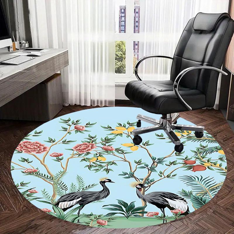 1PC Cranes Flowers Non-Slip Floor Round carpet, Office, family, bedroom, Large Area Rug Indoor Rugs,  Durable Polyester-L0405