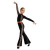 Tuta Jumpsuit Leopardata per Bambine Danza Latina Jazz Collo Alto Manica Lunga Fori per i Pollici Color Block Gamba a Zampa Bodysuit Zip Posteriore per Spettacolo