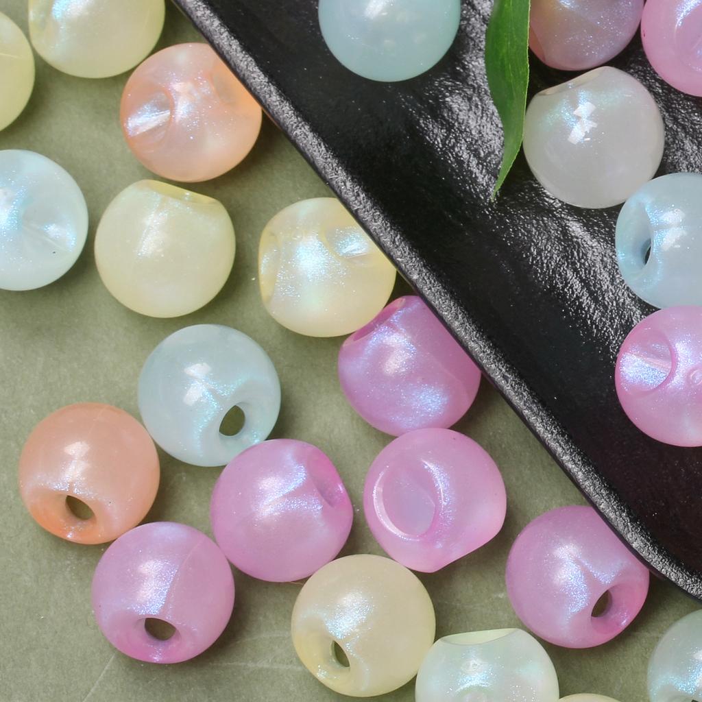 10pcs DIY Handmade Materials Necklaces Jewelry Marking Beads Lustrous for Earrings Loose Beads Round Bbeads Slant Hole