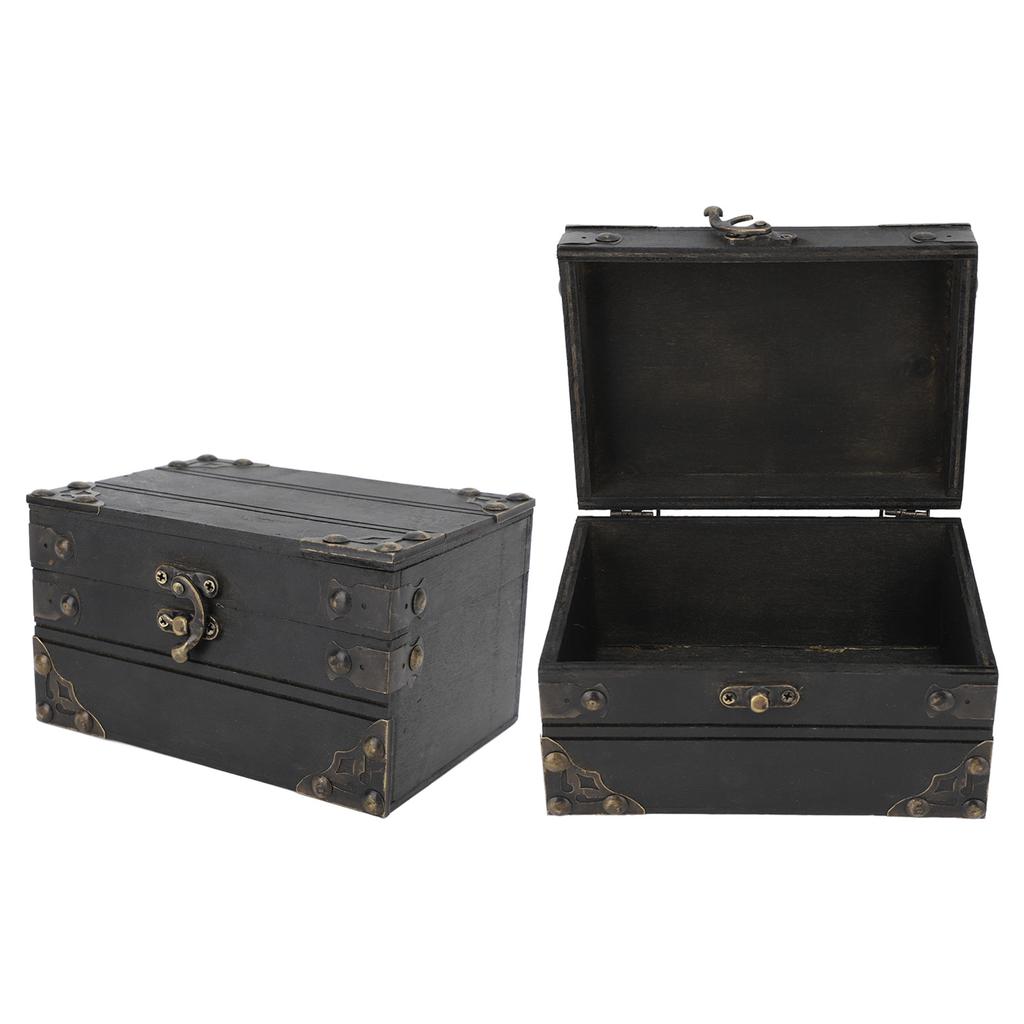 Retro Trälåda för Smycken Skattförvaringslåda Organizer Behållare Fodral Kista Prydnadslåda för Flickor Flickvän Kvinnor