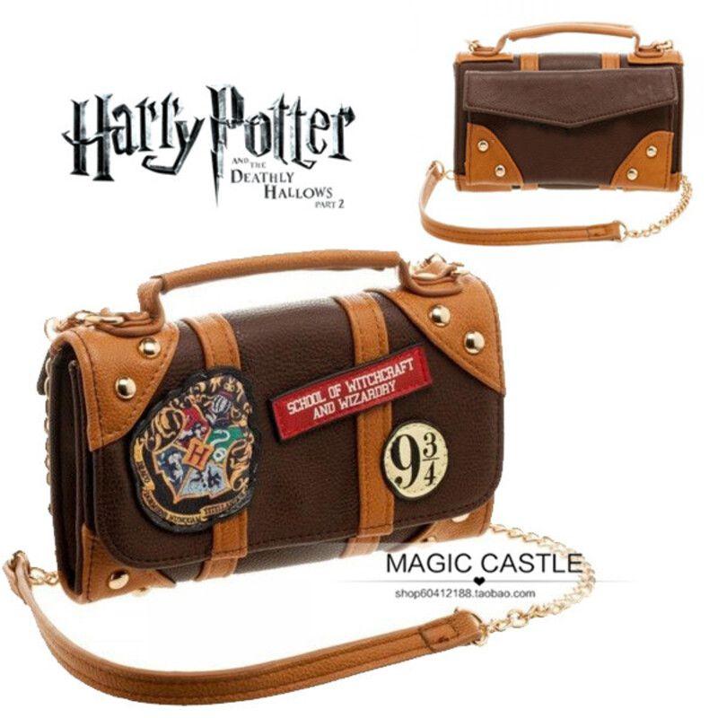 Harry Hogwarts Potter Pu School Badge Wallet Hand Satche Purse Bag Gift Package