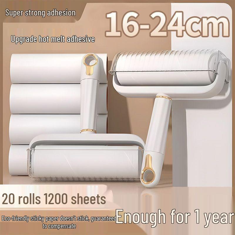 Household Tearable Lint Roller for Clothes & Cat Hair Cream White [16CM Wide] Double Stickiness