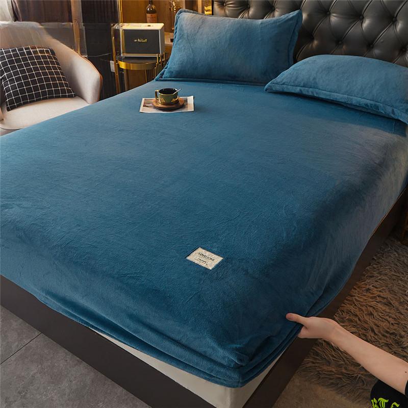 

2025 Зимняя Плюшевая Эластичная Простыня на Резинке Двуспальная Простыня Мягкий Теплый Бархатный Плед Покрывало Защита Матраса Постельное Белье 90 150 180 220 Без Наволочки Bed sheet (150x200x25cm) темно-синий
