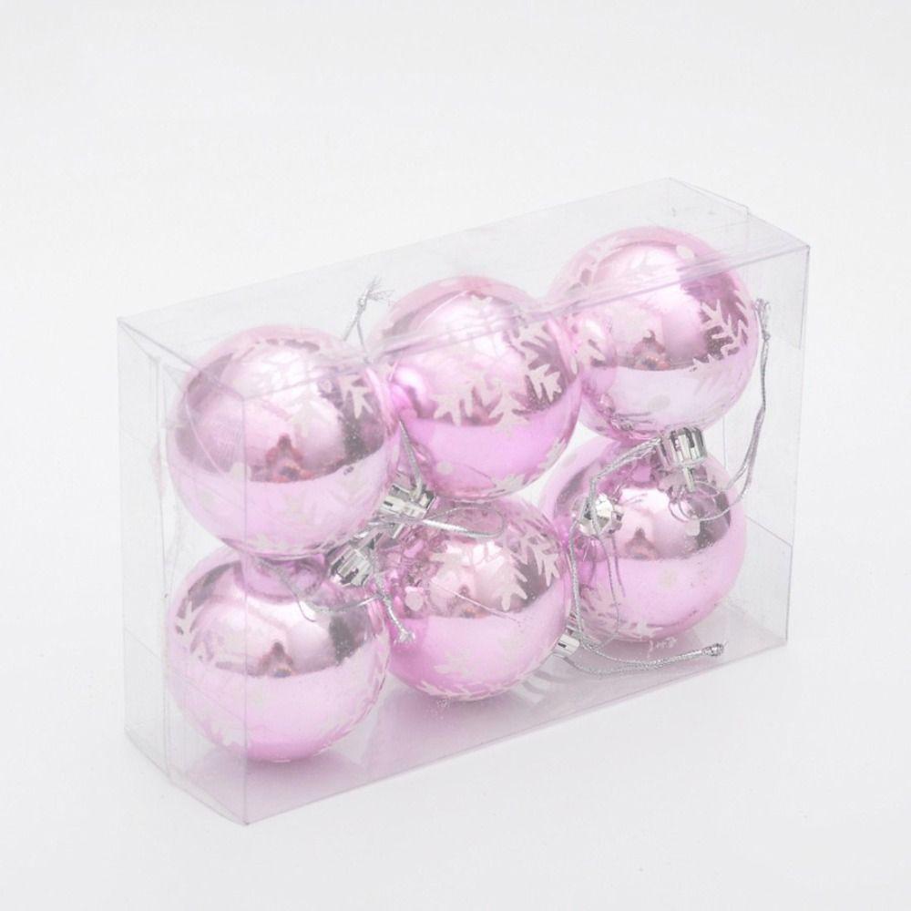6pcs Plastic Christmas Tree Pendant Bright Hanging Ornament Snowflakes Christmas Ball Office
