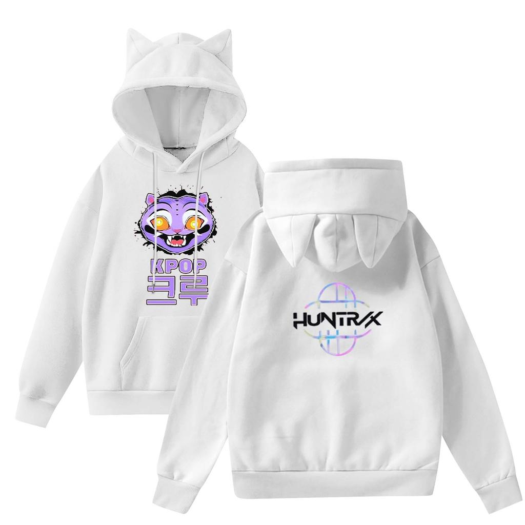 Damemote Casual Langermet trykt Rundhals hettegenser Pullover Topp med lommer