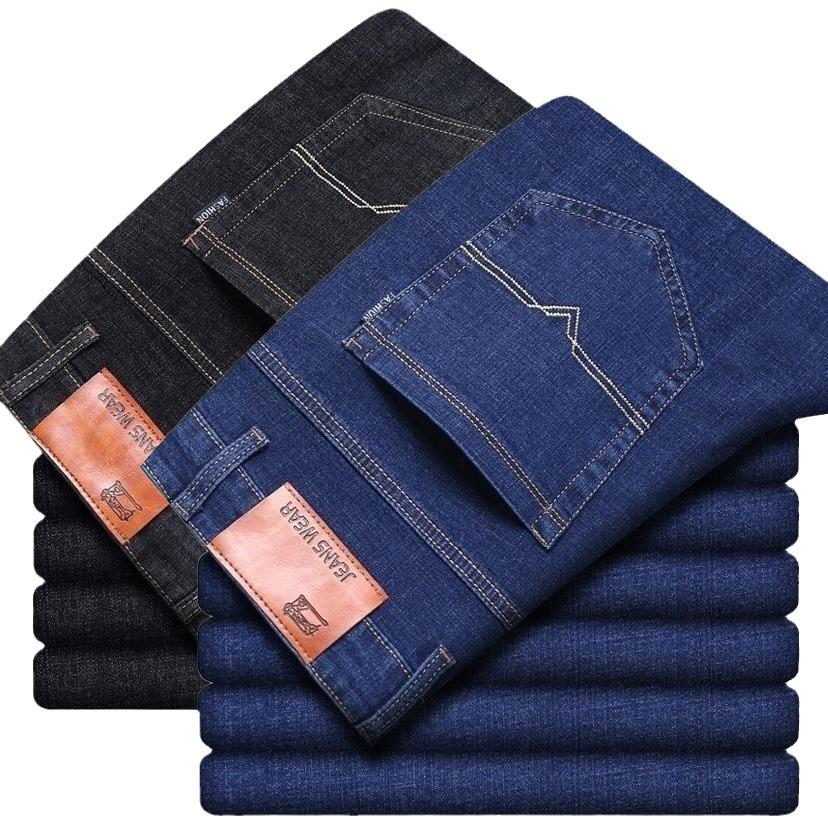 Maixin Men's Straight Loose Casual Jeans - Spring, Summer, Autumn Wear-resistant Pants for Middle-aged Men