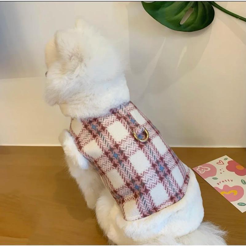 Plush Dog Warm Coat Winter Clothes for Small Dogs Teddy Bichon Puppy with Leash Hole Dogs Clothes Dog Jacket Pet Clothes