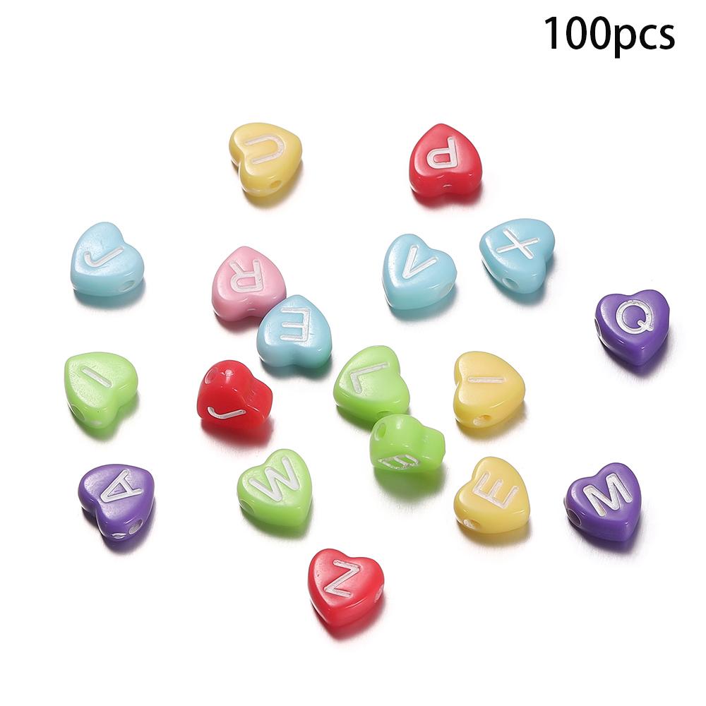 50/100Pcs/Lot Mixed Acrylic 26 Letters Loose Heart Shape Beads For DIY Jewelry Making Bracelet Necklace Keychain Accessories