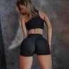 Black Breathable Yoga Set Women Mesh Sports Set 2 Pieces Gym Suits Push Up Bra+High Waist Shorts Sportwear