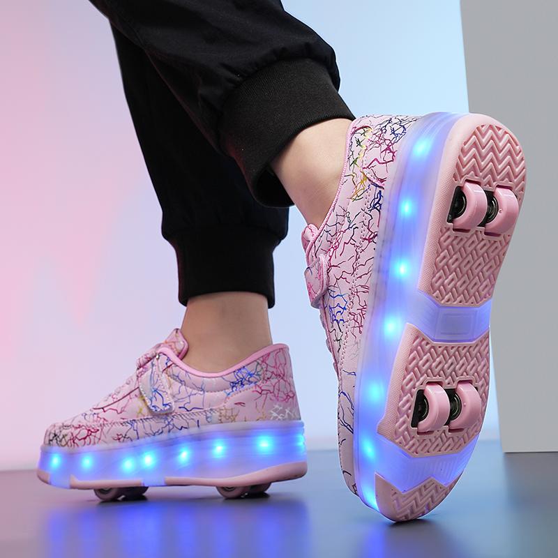 Roller Skate Shoes Kids Snickers With Wheels Children Rollerskates Fashion Outdoor Sports Shoes Girls Boys Gifts For Kids