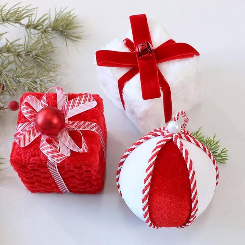 Decoraciones de Árbol de Navidad Terciopeladas Variadas Adornos Festivos Seguros Para Niños Mascotas Suministros de Manualidades Duraderos