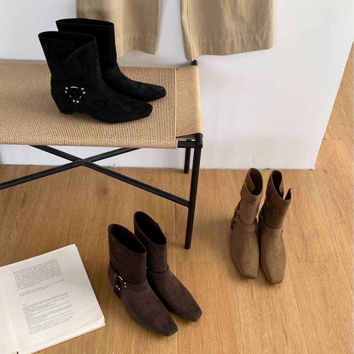 

2025 autumn new retro niche square head belt buckle folded two wear medium boots women s thick heel western cowboy boots 39 абрикосовый