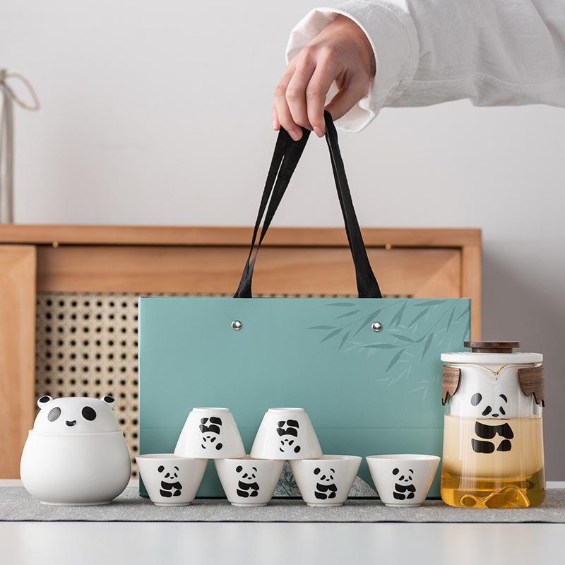 Panda Kung Fu Tea Set Teacup Set Portable Travel Tea Set Tea Pot Kuaike Tea Cup High-end Business Gifts