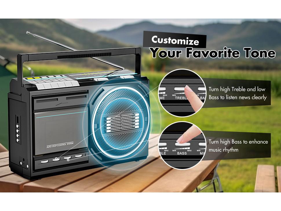 Lecteur/Enregistreur de Cassettes Compact Rétro avec Fonctionnalité Multi-Bandes