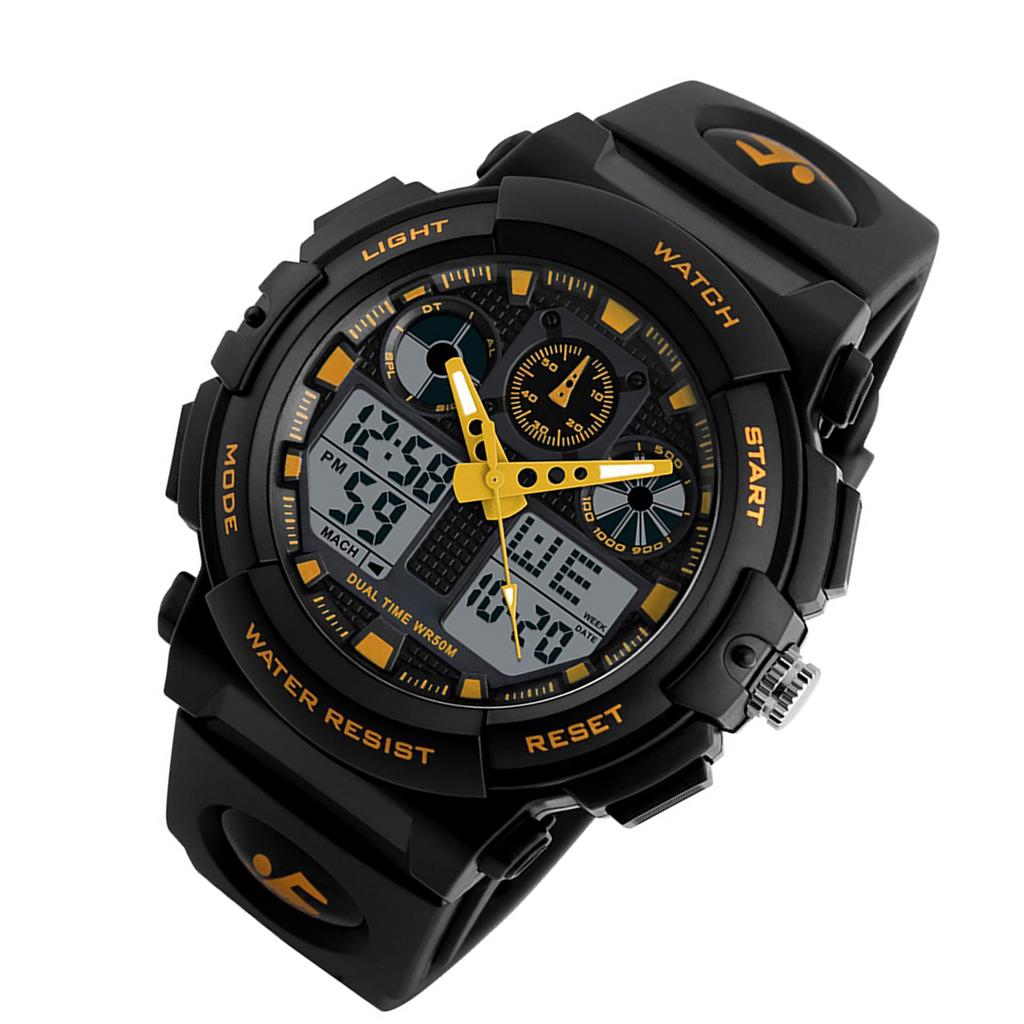   1270 Quartz Digital Electronic Men Watch Fashion Casual Outdoor Sports Male Wristwatch Dual Time Date Week Stopwatch Alarm 5  Waterproof Lumin