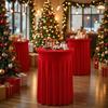 Cocktail Table Cloth Christmas Spandex Round Bar Table Skirt Washable Festive Banquet Decoration Supplies For Indoor Outdoor