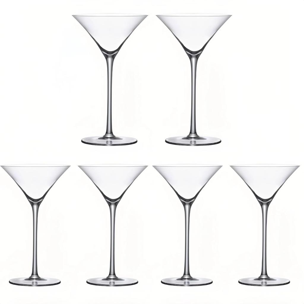 Cocktail Glasses, Martini Glasses, 6-Piece Set, 120ml, Crystal, Home and Commercial Use (120ml - Martini Cups (6 pieces))