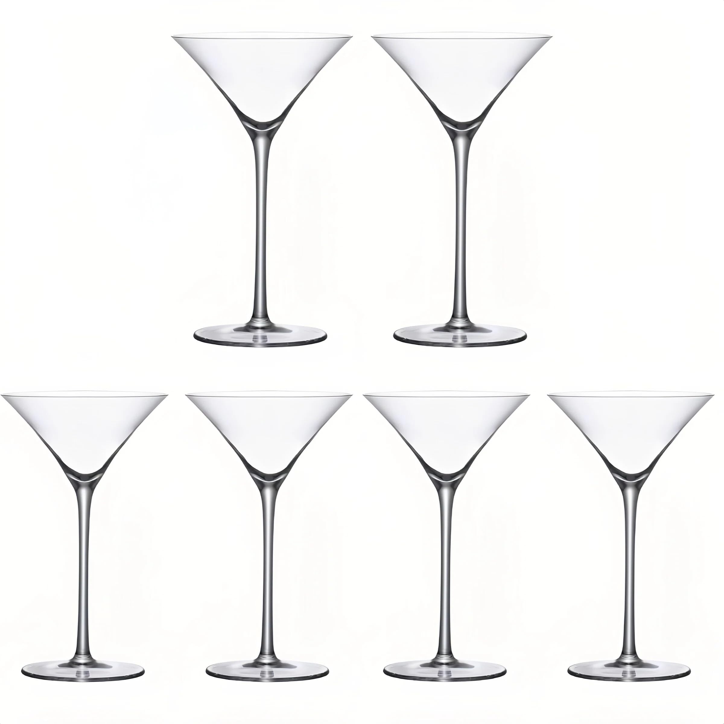 Cocktail Glasses, Martini Glasses, 6-Piece Set, 120ml, Crystal, Home and Commercial Use (120ml - Martini Cups (6 pieces))