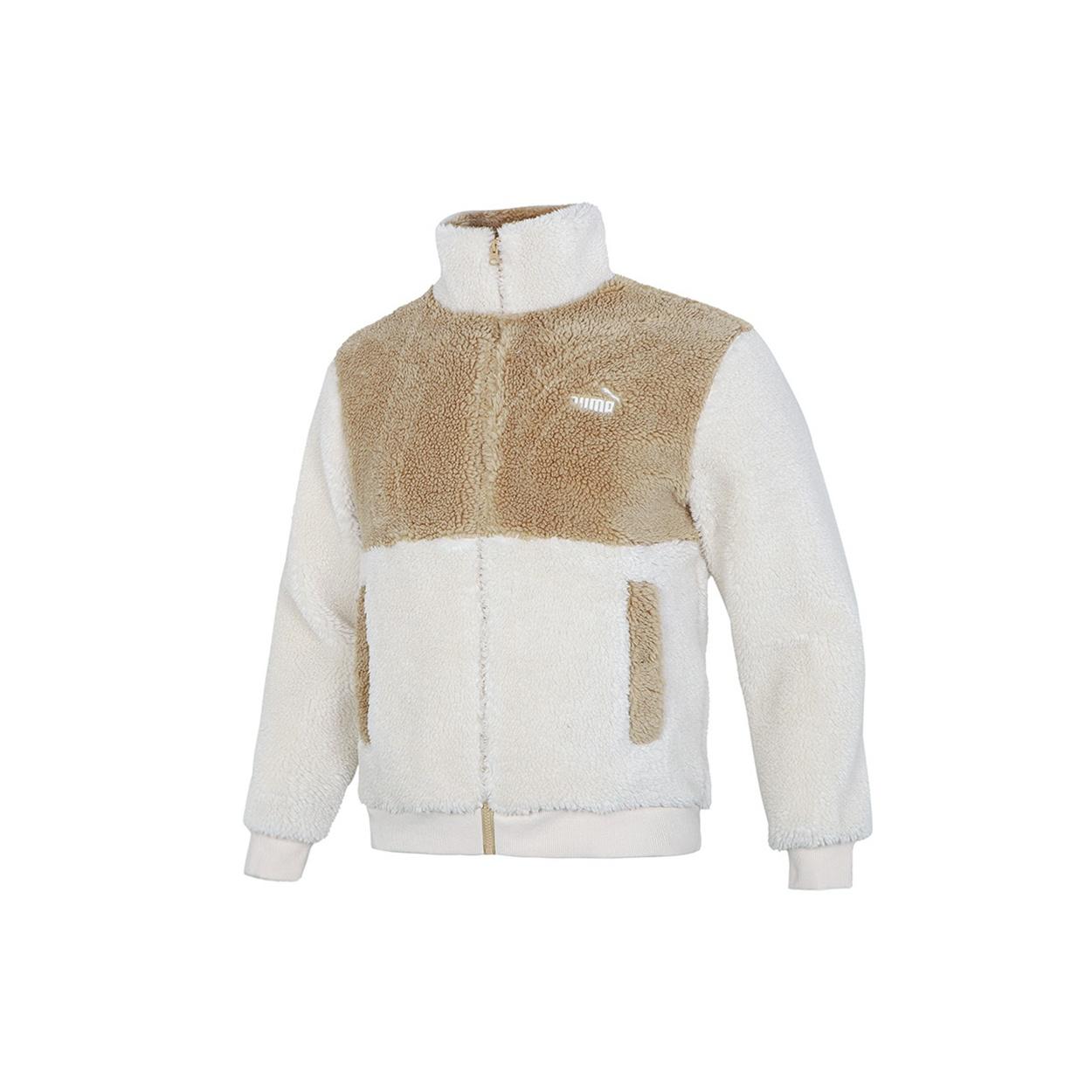 PUMA Colorblock lamb s wool Stay Warm Sports Stand Collar Logo Jacket White Men s 848954-93 XXL