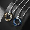 Collana da uomo con ciondolo alla moda a tre anelli in stile hip hop, stile giapponese-coreano, gioiello a catena maglione in acciaio al titanio.