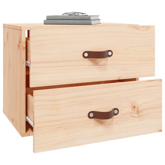 Table de chevet murale - Maison Exclusive - Bois de pin massif - Flottante - Rangement 50x36x40 cm