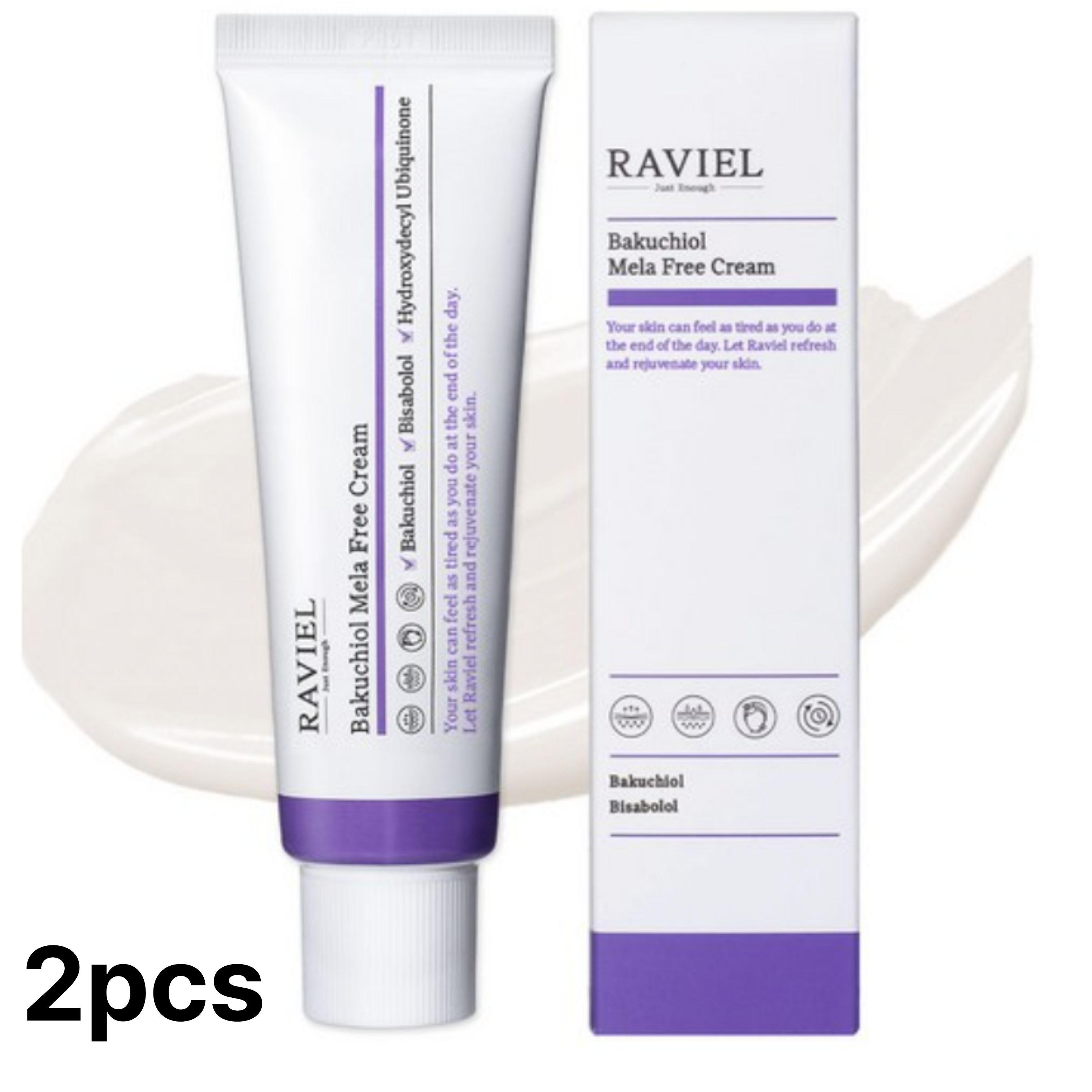 RAVIEL Bakuchiol Melafree Creme 50ml x 2 – Aufhellende & Anti-Falten Gesichtscreme, Koreanische Hautpflege white
