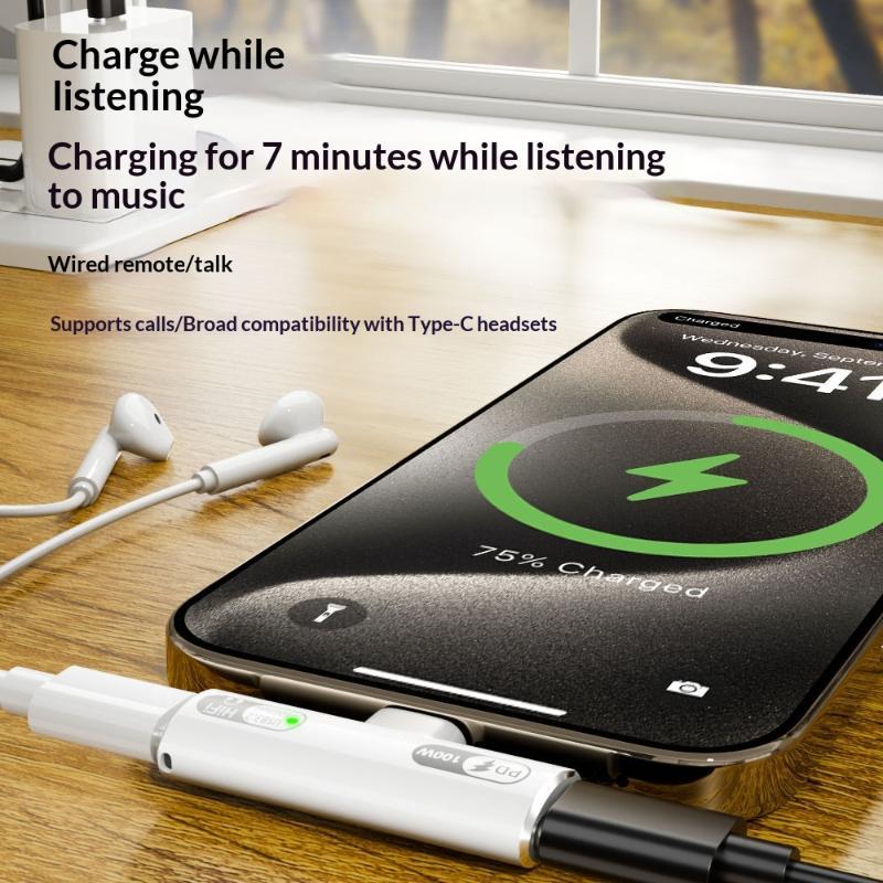 PD100W USB 3.2 Type C To Type C Adapter Fast Charging Type C Headphone Adapter USB C Audio Connector For Phone