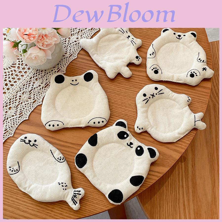 Creative Animal Cartoon Coasters With Insulation And Plush Fabric For Home Decor