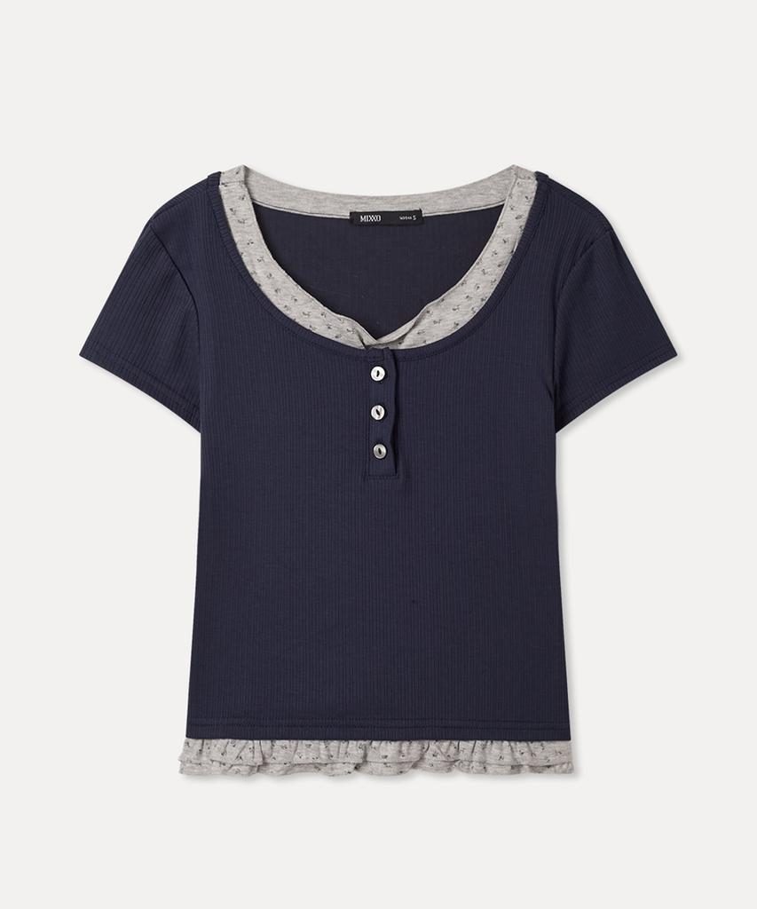 MIXXO Pattern Frill Layered T-Shirt Re Lwg412A_Miwhwg50Qa