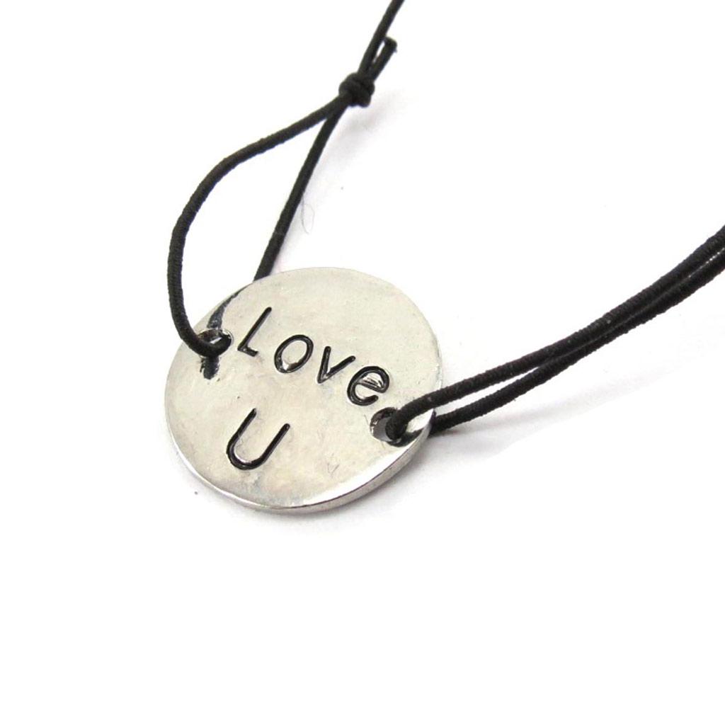 Les Trésors De Lily [J7563] - Fancy Bracelet 'Love U' Black Silver