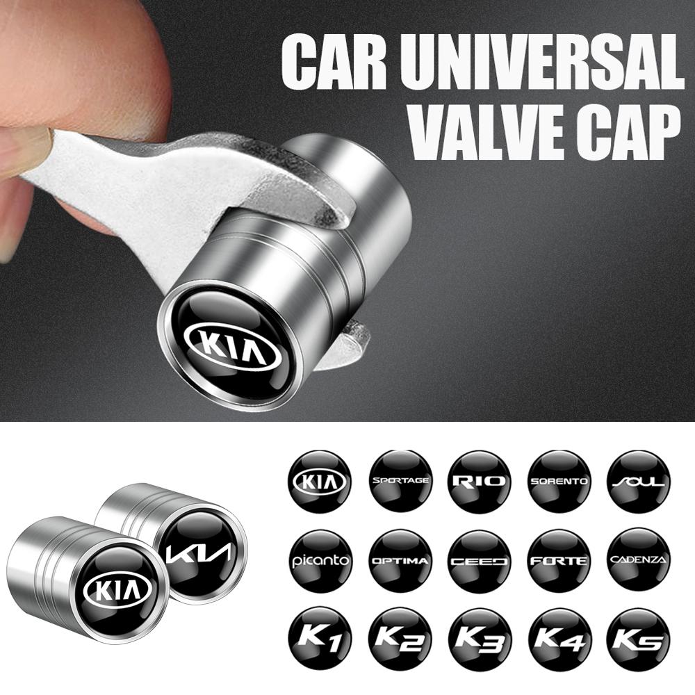 AABIW1 Car Styling Metal Alloy Wheel Tire Air Valve Dust Caps Rim Accessories For Kia Sportage 3 Rio K2 K5 Ceed Carnival Picanto Soul