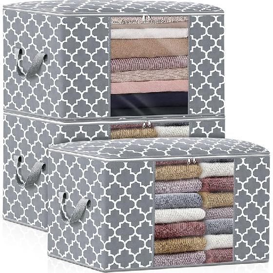 WISELIFE Storage Bags, Large Blanket Clothes Organization and Storage Containers for Bedding, Comforters, Foldable Organizer with Reinforced Handle,
