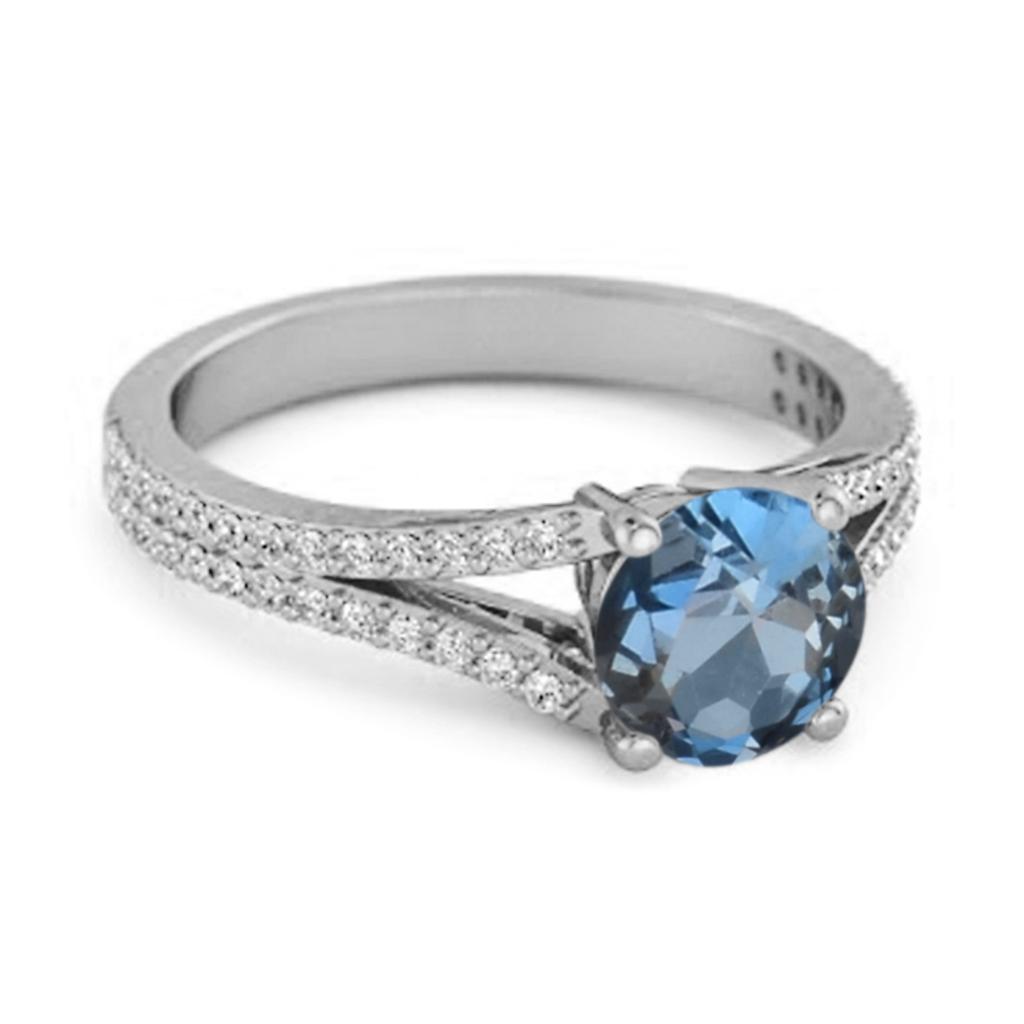 London Blue Topaz Split Pave Band Ring - 925 Sterling Silver