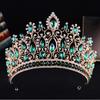 DIEZI Elegant Baroque Opal Crystal Crown For Women Girls Wedding Vintage Bride Queen Bridal Tiaras Hair Accessories Headbands