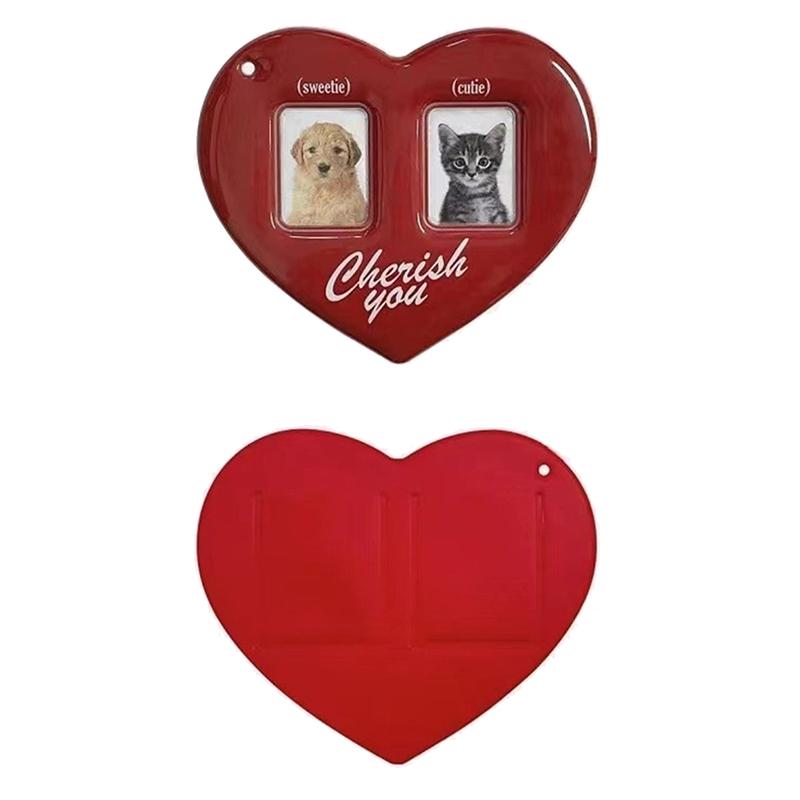 2 Inch Heart Shape Photo Card Protector Small Photocard Holder With Hang Chain For School Office Id Access Card Bus Card Pendant