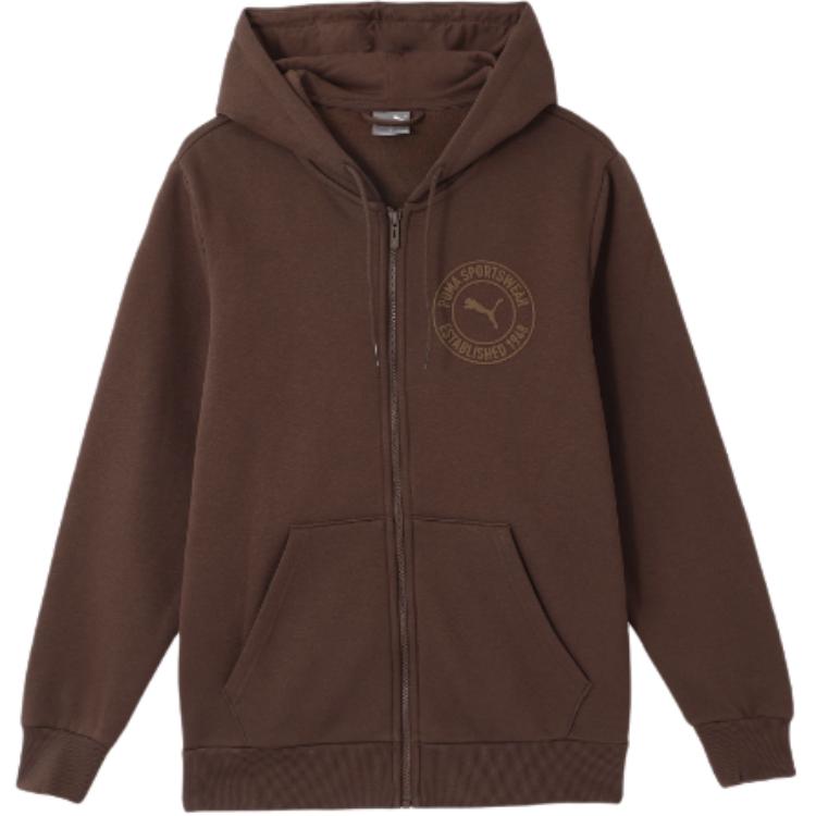 

Puma Logo Sports Casual Fleece Hooded Jacket Men jackets Brown 688713-65 XL