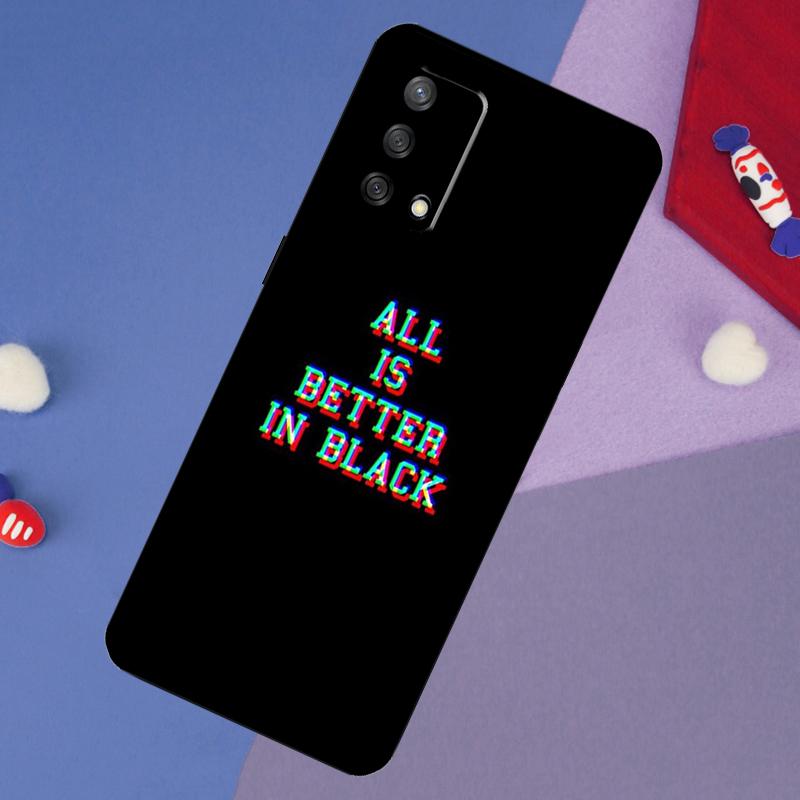 Simple Minamilst Black Quote Case For Oppo A78 A18 A38 A74 A94 A54 A58 A98 A80 A60 A40 A96 A76 A16 A15 A17 A57 A5 A6 Pro
