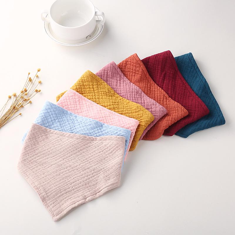 Double Layer Muslin Cotton Baby Bib - Solid Color Triangle Scarf