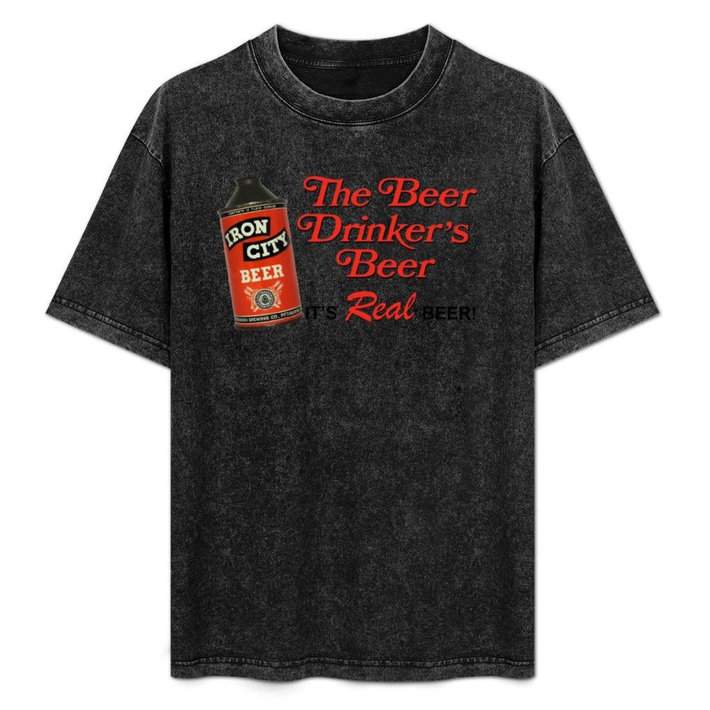 Iron City Beer Old Cone Top Can Design Tshirt Urban Casual Loose Fit Tee