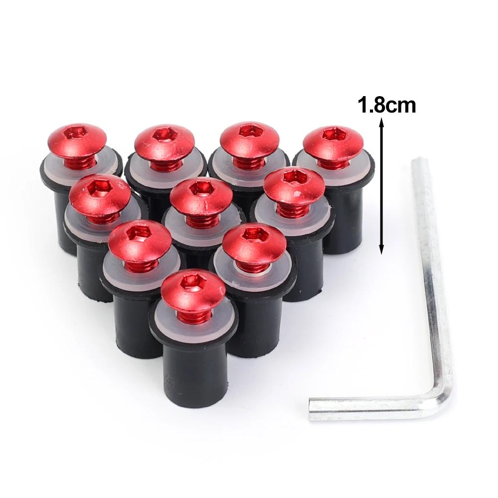 

10 шт. мотоциклетных винтов M5, гаек, резиновых расширительных гаек, универсальный обтекатель ветрового стекла, анодированный комплект гаек и болтов для ветрового стекла