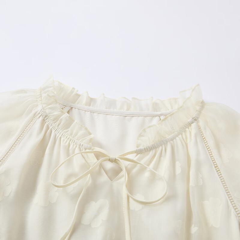 Women's French Puff Sleeve Embroidered Tassel Dress