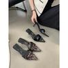 European and American New Simple One word High Heels Sexy Pointed Thin Heels Cool Slippers