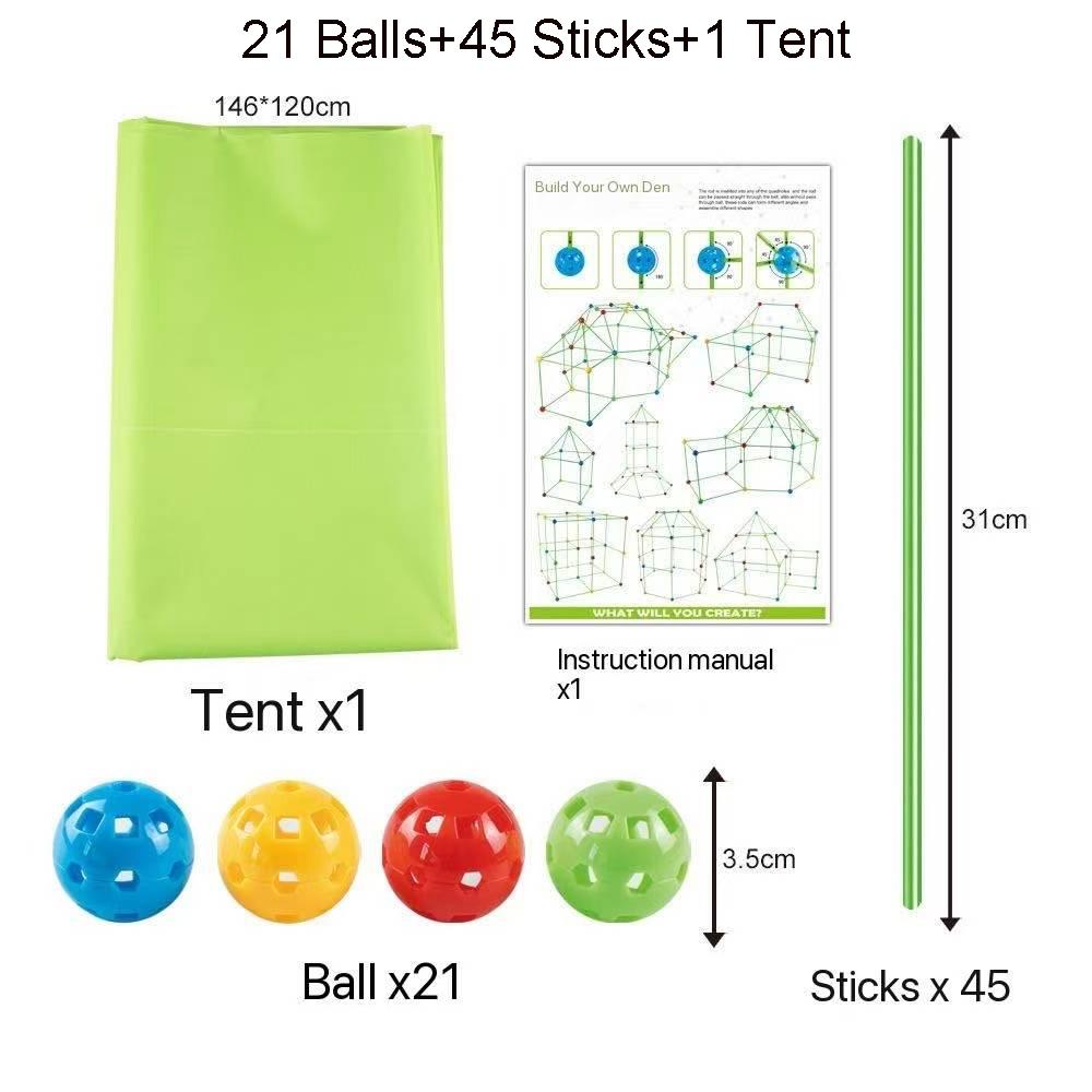 Children Creativity Fort Construction Bricks Indoor Tent Brick Set DO IT YOURSELF Learning Construction Castle Assembled Playthings Ball Games Toy