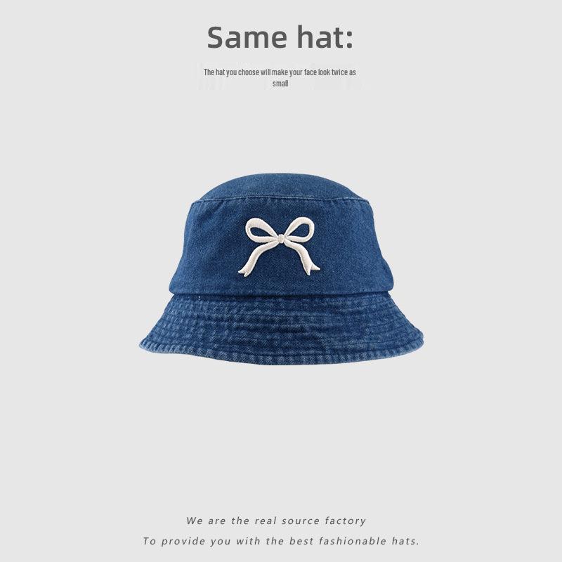 Women's Face-Slimming Denim Sun Hat: Trendy Japanese Fisherman Bucket Style with Sun Protection
