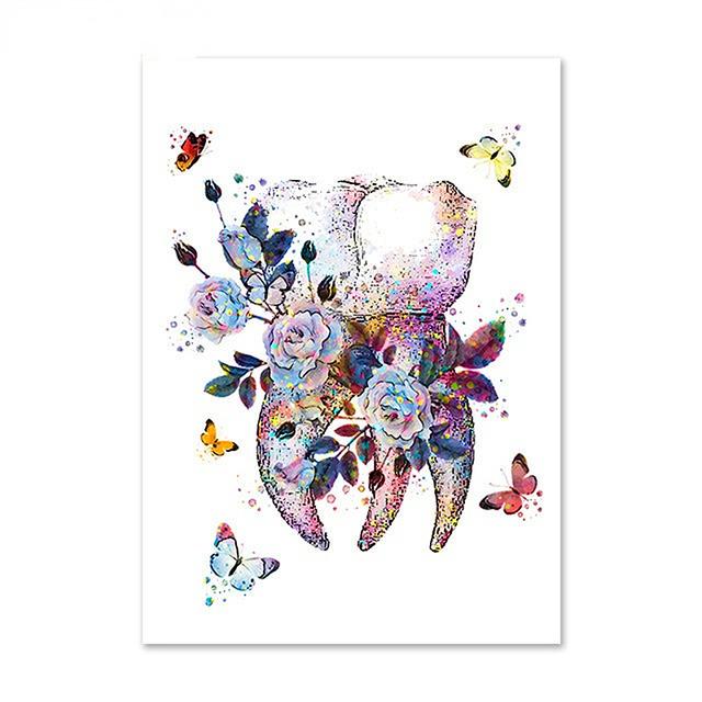 Dental Art Cartoon Style Wall Art Posters Tooth Medical Canvas Painting Print Pictures Dentist Gift Modern Clinic Home Decor No Frame